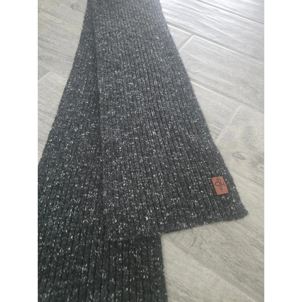 Cole Haan‎ Charcoal Grey Ribbed Knit Scarf Wool Alpaca Blend Salt Pepper Unisex